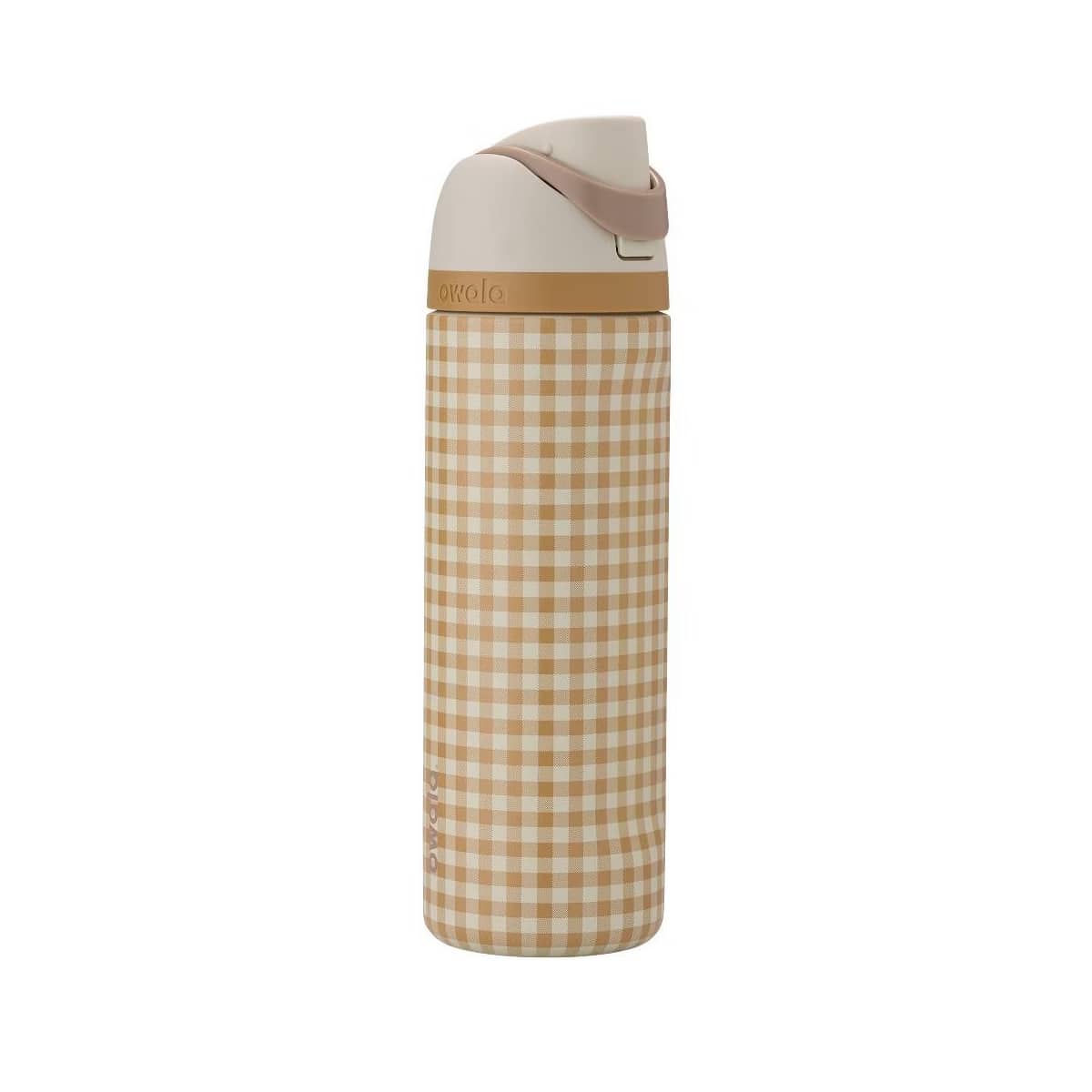 Botella Térmica Owala FreeSip de Acero Inoxidable – Edición Especial Gingham (Cuadrillé Neutro Beige)