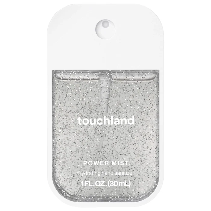 Desinfectante de Manos en Spray Touchland Power Mist 30 ml – Edición Especial con Glitter Plateado (Shimmer / Sparkle)